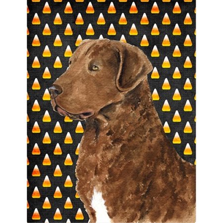 PATIOPLUS 11 x 15 in. Chesapeake Bay Retriever Wheaten Candy Corn Halloween Portrait Garden Size Flag PA631250